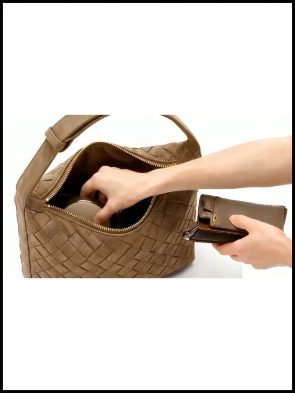Handwoven Faux Suede Hobo Handbag with Adjustable Strap Shoulder Bag